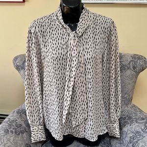Philosophy Tan & Black Neck Tie Button Down Blouse - NWT - Small